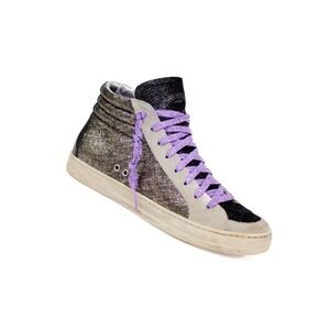 P448 SHOES | P448 GLITTER EMBELLISHED /PURPLE HIGH TOP SNEAKERS SIZE 7 US/ 37 EU
